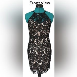 Guess Black Lace Halter Cocktail Dress
